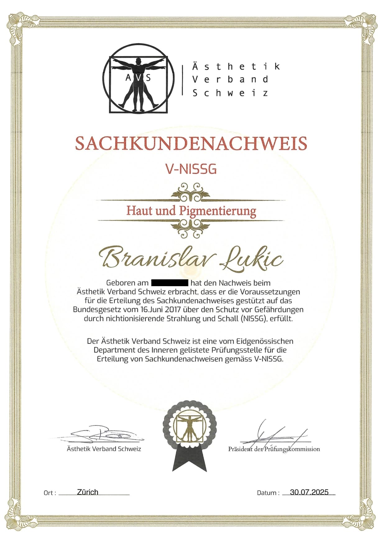 V-NISSG Certificate